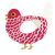 A crimson and white chicken with a lace pattern