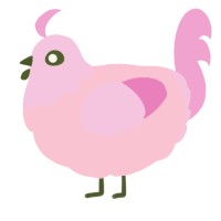 Bubblegum, a rose and pink chicken with a head pattern