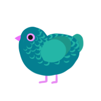 cya, a sea and turquoise chicken with a half-lace pattern