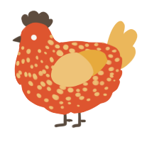 PROJECT, a vermilion and honey chicken with a speckle pattern