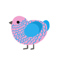 Pre-Transition, a pink and sky chicken with a lace pattern