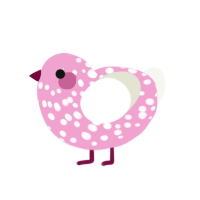 Sprinkles, a pink and white chicken with a speckle pattern