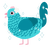 Kas, a aqua and sea chicken with a lace pattern