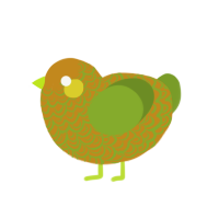 (unnamed), a ochre and chartreuse chicken with a double-lace pattern