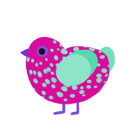 Cotton Candy, a fuchsia and mint chicken with a speckle pattern