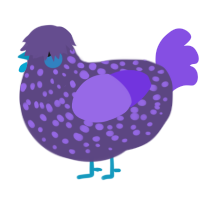 (unnamed), a overcast and blurple chicken with a speckle pattern