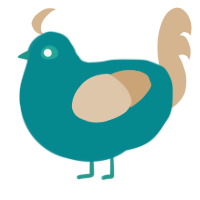 beach bod, a teal and beige chicken