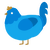 Bluey, a sky and sapphire chicken with a head pattern