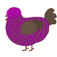 Plummer, a plum and bark chicken with a lace pattern