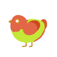 (unnamed), a lime and vermilion chicken with a head pattern