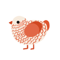 verrte, a cream and vermilion chicken with a lace pattern