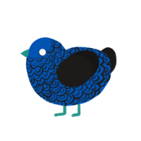 Loon, a ultramarine and sable chicken with a double-lace pattern