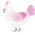 A white and pink chicken with a half-lace pattern