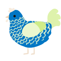 Kiwi, a sapphire and apple chicken with a lace pattern