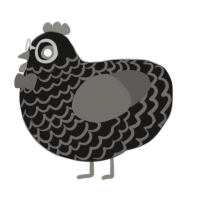 GimoNoir, a sable and grey chicken with a lace pattern