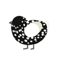 Midnight Snow, a black and white chicken with a speckle pattern