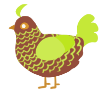 Garden, a russet and lime chicken with a lace pattern