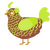 A russet and lime chicken with a lace pattern