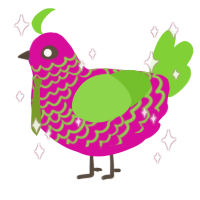 Pitaya, a fuchsia and grass chicken with a lace pattern