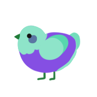 (unnamed), a blurple and mint chicken with a head pattern