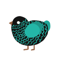 (unnamed), a black and turquoise chicken with a lace pattern