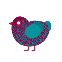 (unnamed), a maroon and teal chicken with a double-lace pattern