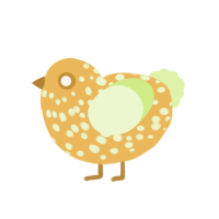 Peach, a honey and apple chicken with a speckle pattern