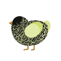 faded lemon, a black and lemon chicken with a double-lace pattern