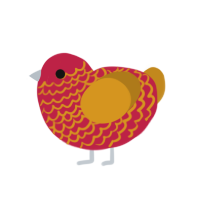 (unnamed), a crimson and ochre chicken with a lace pattern