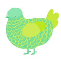 Edgar, a spring and lime chicken with a lace pattern