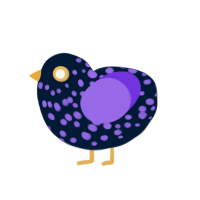 Mammon WIP, a tumblr and blurple chicken with a speckle pattern