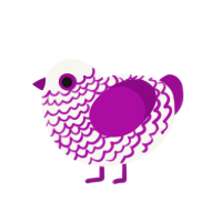 Plum, a white and plum chicken with a lace pattern