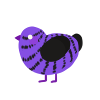 Gothic Lolita, a blurple and sable chicken with a bar pattern