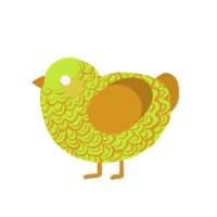 (unnamed), a lime and ochre chicken with a double-lace pattern