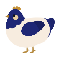 Cornflower, a cream and navy chicken with a head pattern