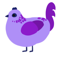 Grape, a lilac and violet chicken with a neck-speckle pattern