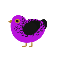 Dashboard, a amethyst and black chicken with a half-lace pattern