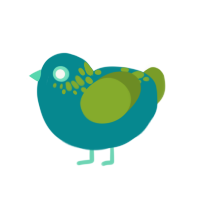 Ogre Baby, a teal and chartreuse chicken with a neck-speckle pattern