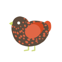 spicy turd, a bark and vermilion chicken with a speckle pattern