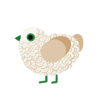 Grass Milk, a white and beige chicken with a double-lace pattern