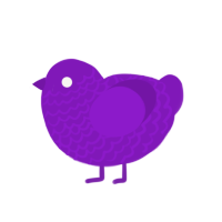 Violette, a violet chicken with a lace pattern