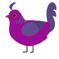 flower shoppe, a plum and overcast chicken with a neck-speckle pattern