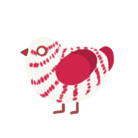 Peppa, a white and crimson chicken with a bar pattern