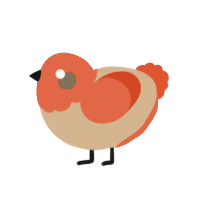 Magmababy 2, a beige and vermilion chicken with a head pattern