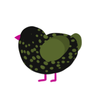 dark forest theory, a black and olive chicken with a speckle pattern