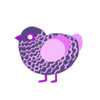 ourple lil guy, a overcast and lavender chicken with a lace pattern