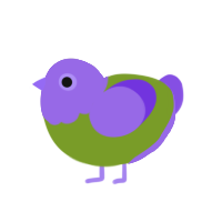 (unnamed), a chartreuse and blurple chicken with a head pattern