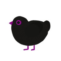 The Rogue, a sable and black chicken with a double-lace pattern