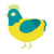 Ghostlight, a yellow and teal chicken with a head pattern