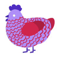 Macaron, a lilac and crimson chicken with a lace pattern